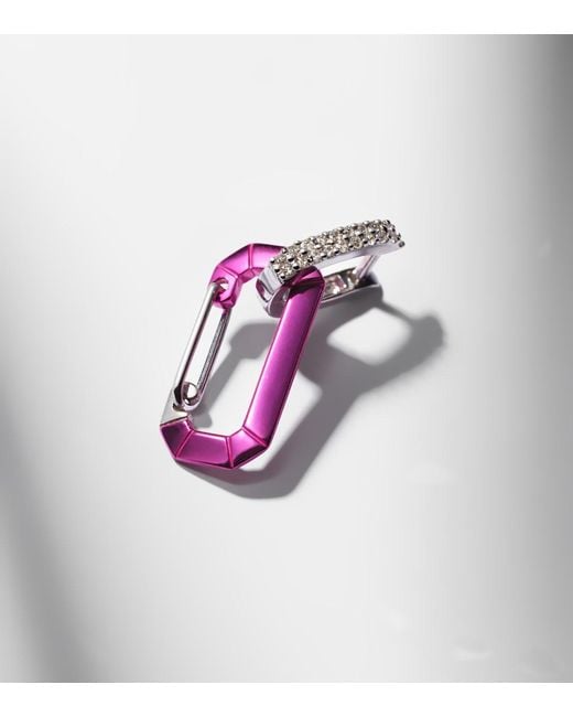 Eera Pink Chiara 18Kt And Sterling Single Earring With Diamonds