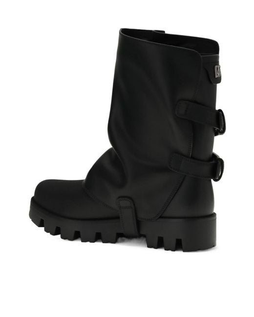 Dolce & Gabbana Black Buckle Detailed Ankle Boots