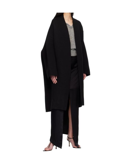Tom Ford Black Sculptural Interlock Wool Blend Long-Sleeved Coat