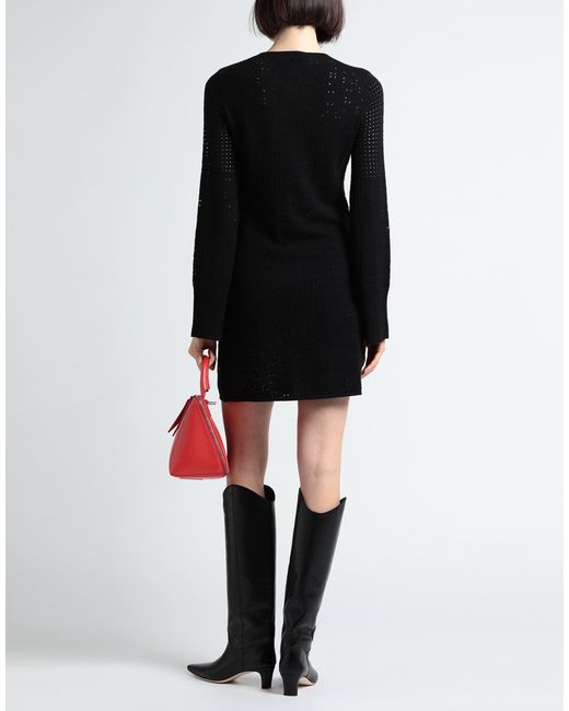 Chloé Black Solid Color Knitted Long Sleeve Dress