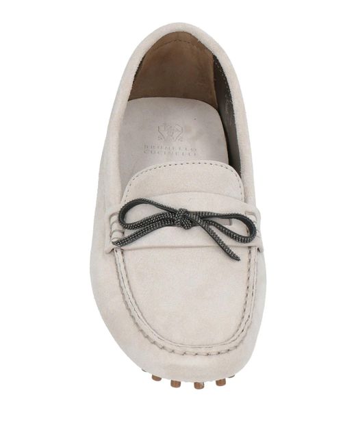 Brunello Cucinelli White Suede Driving Shoes