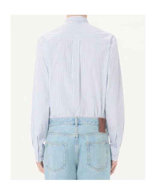 Valentino Blue Striped-Pattern Cotton Shirt for men