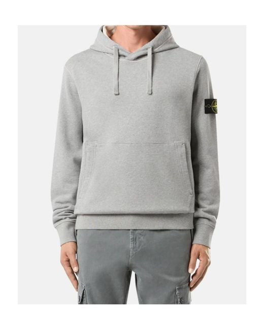 Stone Island Gray Sweatshirt With Drawstring Hood And Pockets for men