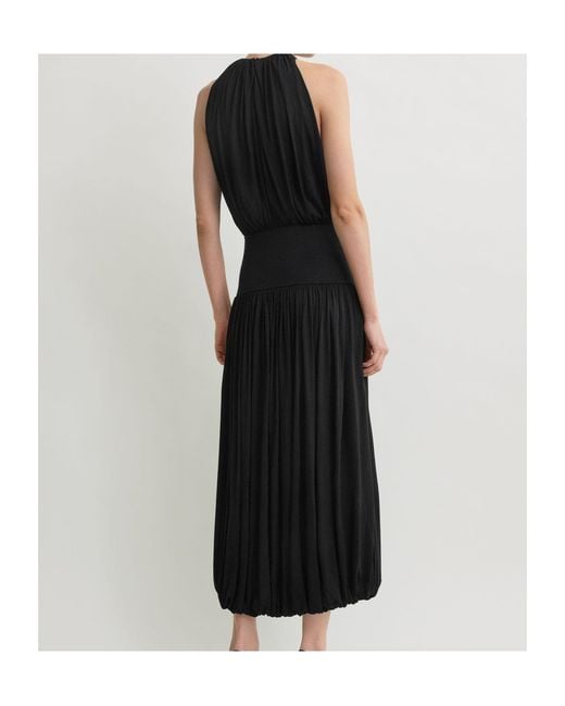 Totême Black Soft Gathered Viscose Dress