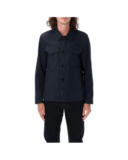 Tom Ford Blue Enzyme Twill Lightweight Field Jacket for men