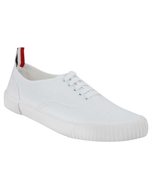 Thom Browne White Heritage Canvas Sneakers for men