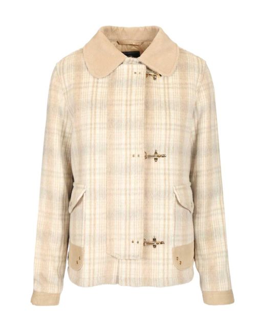 Fay Natural Tartan Quilted Short Coat