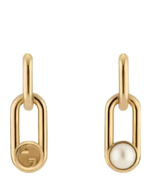Gucci Metallic Earrings With Mobile Pearls