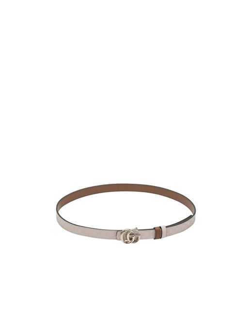 Gucci Brown Gg Marmont Reversible Thin Belt