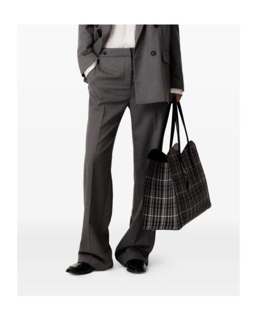 Stella McCartney Gray Button-Tab Pressed-Crease Trousers