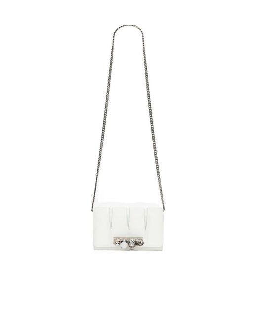 McQueen White The Slush Chained Clutch Bag