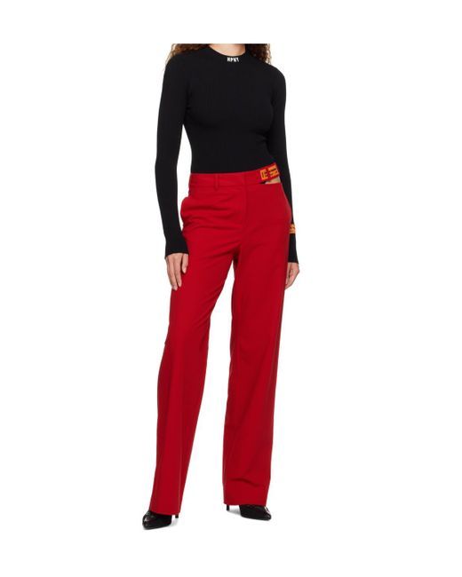 Heron Preston Red Cut-Out Wide Leg Trousers