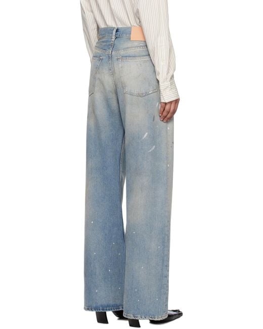 Acne Blue Wide-Leg Distressed Jeans