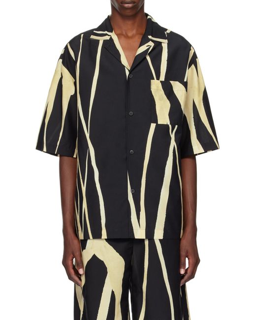 Nanushka Black Short-Sleeve Abstract-Print Shirt for men