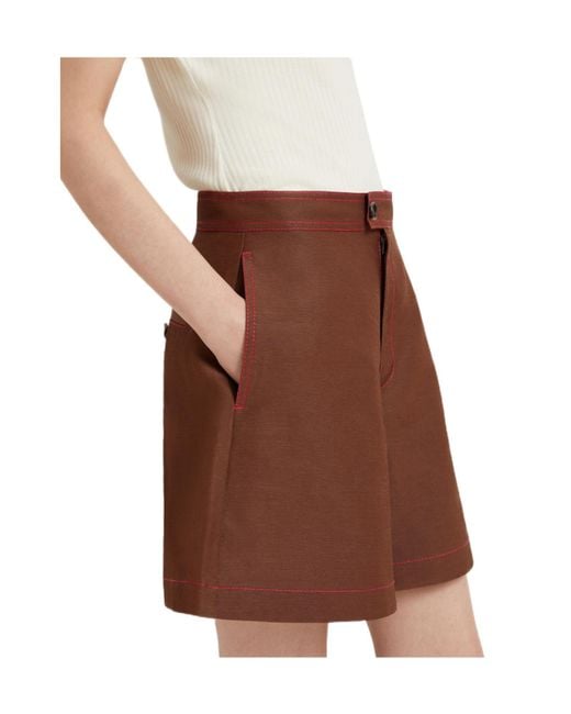 Marni Brown Logo-Patch Shorts