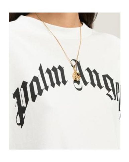 Palm Angels White Curved Logo Oversize T-Shirt