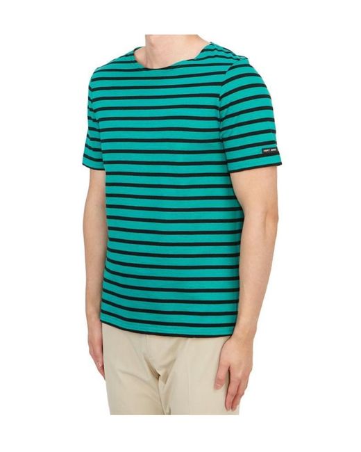 Saint James Green Striped T-Shirt for men