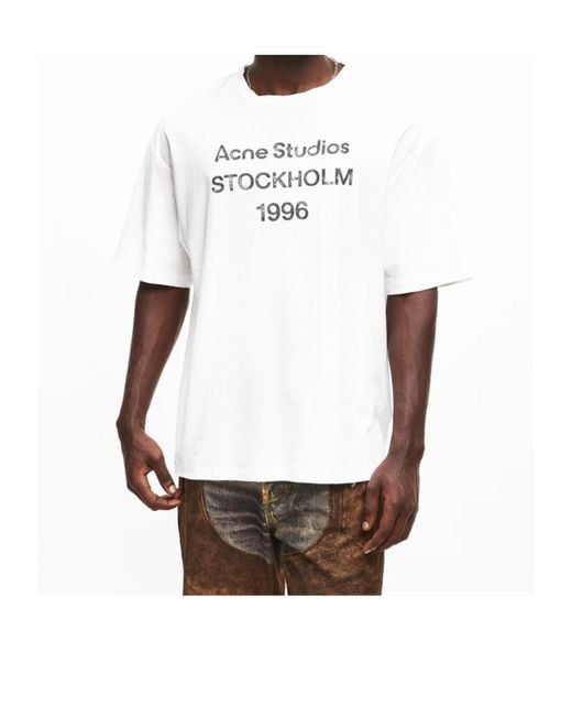 Acne White Logo T-Shirt for men