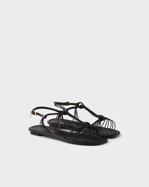 Prada Brown Triangle-Logo Sandals