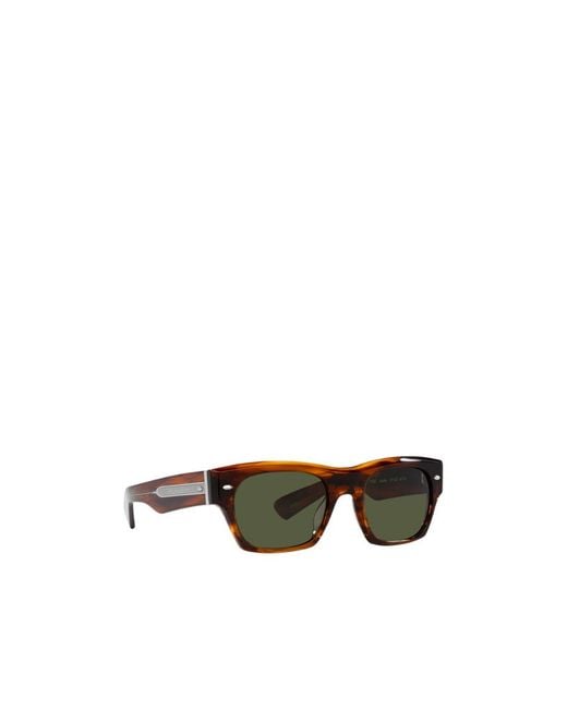 Oliver Peoples Green Tortoiseshell-Effect Rectangle-Frame Sunglasses for men