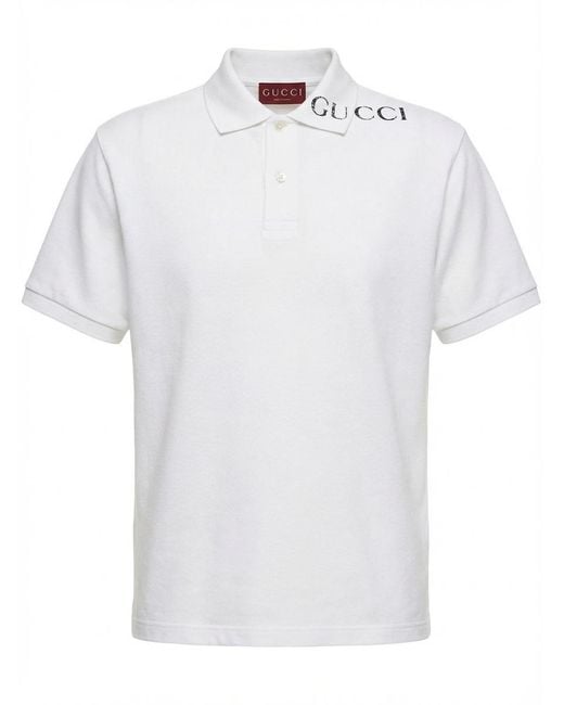 Gucci White Polo With Logo for men
