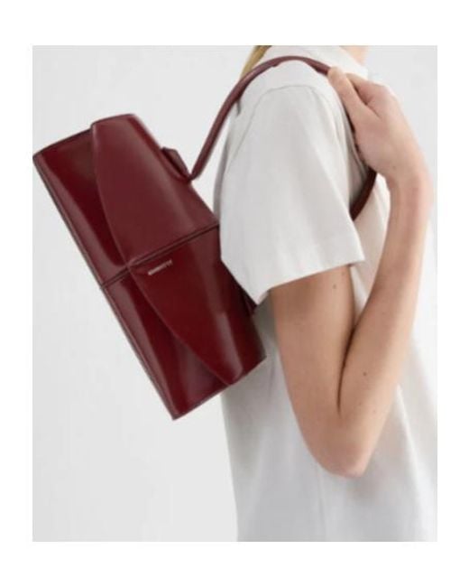 Jil Sander Red Linea Piped Leather Shoulder Bag