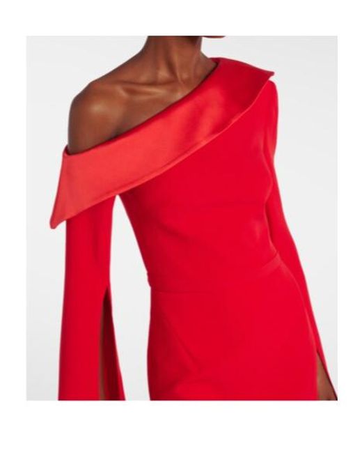 Safiyaa Red Rinoa Caped Crépe Gown