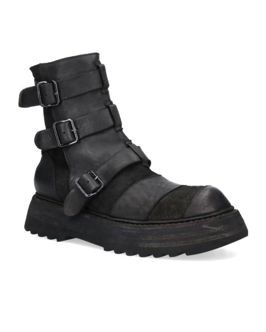 Guidi Black Buckled Strap Boots for men