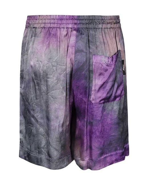 MSGM Blue Tie-Dyed Elasticated Waistband Shorts for men