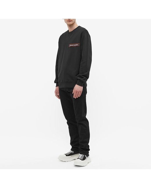 McQueen Black Logo Patch Crewneck Sweatshirt for men