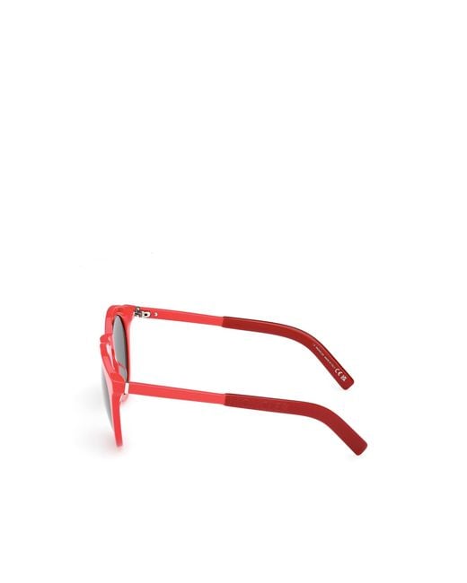 Moncler Red Eyewear Round Frame Sunglasses for men