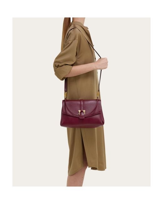 Ferragamo Purple Front Flap Shoulder Bag