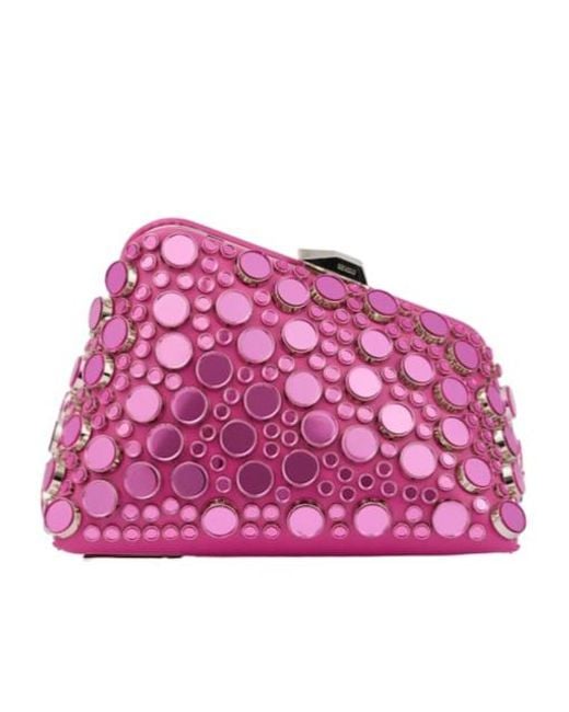 The Attico Pink Midnight Studded Leather Clutch