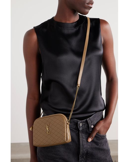 Saint Laurent White Gaby Quilted Chain Pouch