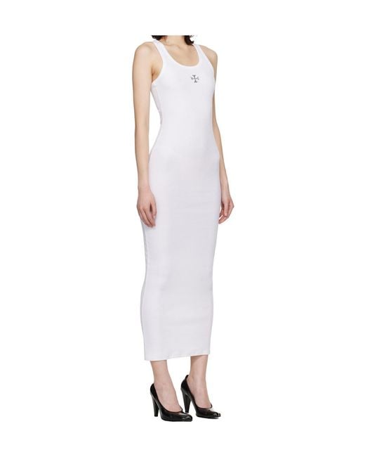 Vetements White Cross Logo Sleeveless Midi Dress