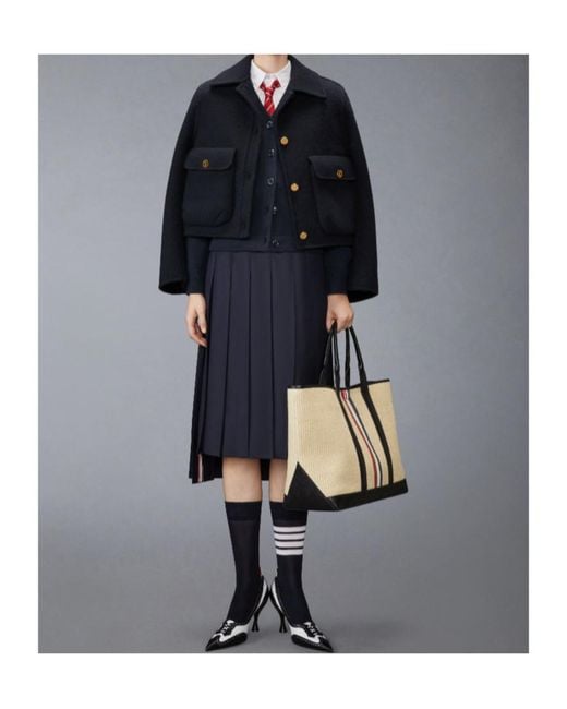 Thom Browne Blue Bell-Sleeve Wool Jacket