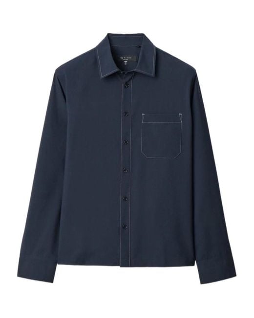 Rag & Bone Blue Austin Tropical Wool Shirt for men