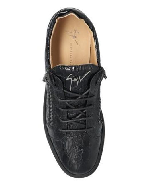 Giuseppe Zanotti Black Frankie Zip Detailed Lace-Up Sneakers for men