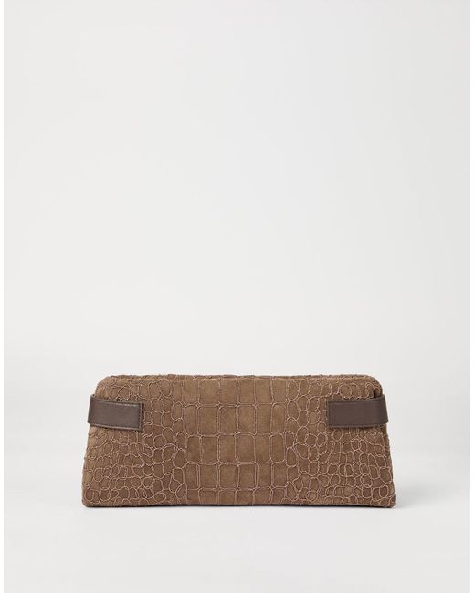 Brunello Cucinelli Brown Essence Embossed Clutch Bag