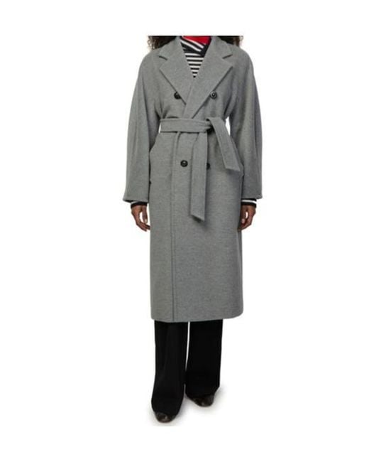 Max Mara Gray Madame Belted Maxi Coat