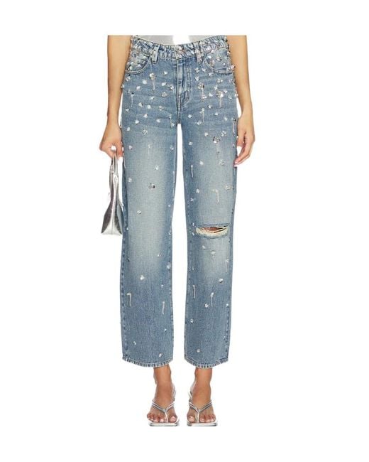 Jonathan Simkhai Blue Kydra Wide-Leg Embellished Jeans