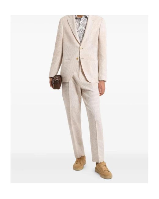 Etro Natural Wool-Blend Patchwork Trousers for men