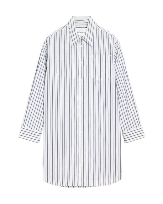 AMI White Ami Striped Ami De Coeur Wide Shirt Dress for men