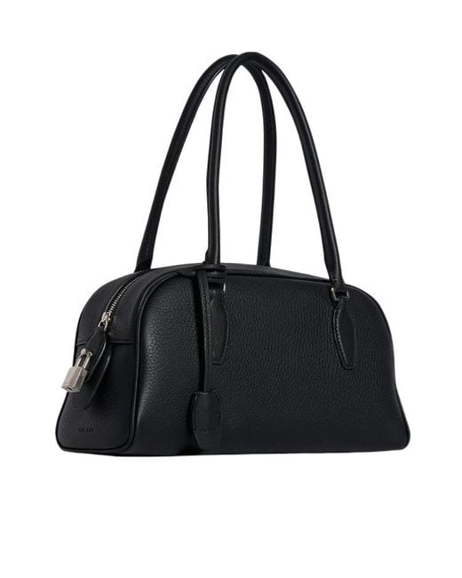 The Row Black Small India Grained-Leather Tote Bag