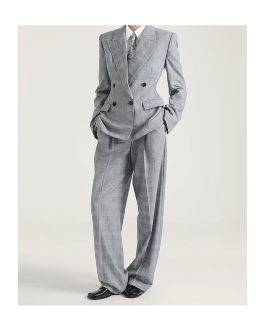 Givenchy Gray Double-Breasted Checked Jacket