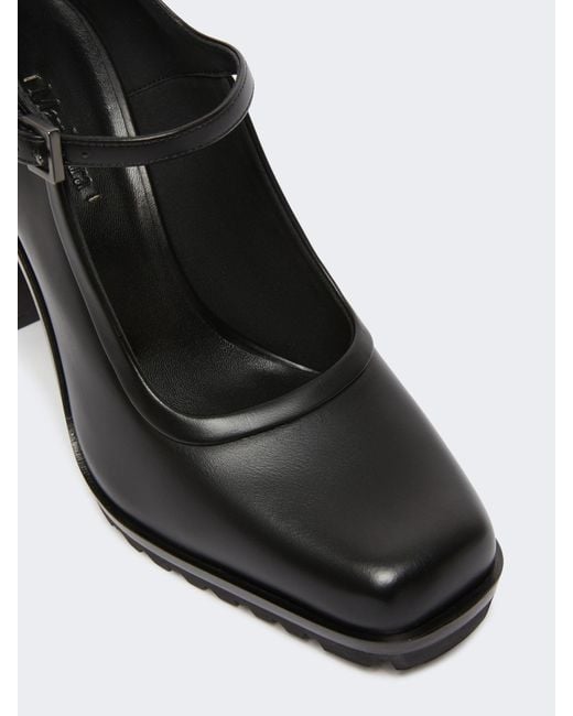 Max Mara Black Mary Buckle-Strap Block Heel Pumps