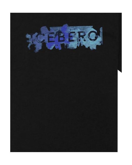 Iceberg Black Round Collar Logo T-Shirt for men