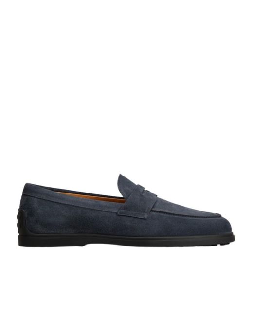 Tod's Blue Round Toe Loafers for men