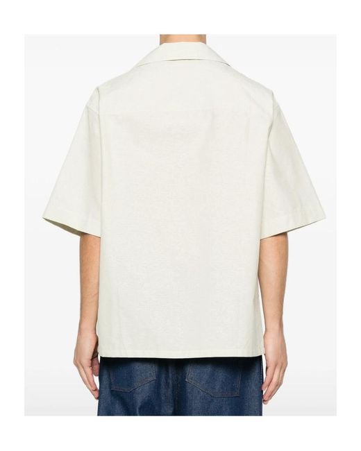 Marni White Logo-Embroidered Buttoned Shirt for men