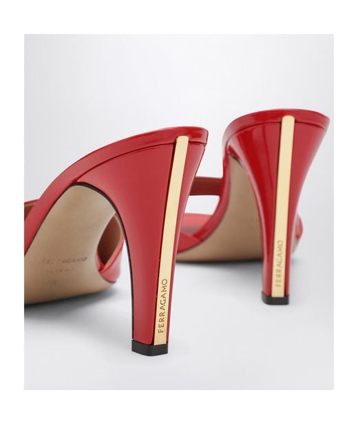 Ferragamo Red Round-Toe High-Heeled Sandals